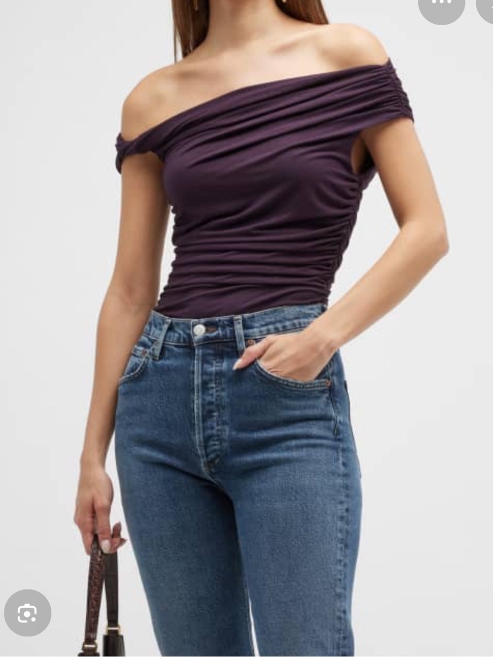 AGOLDE- Hilma Twist Sleeve Bodysuit- Color Nightshade